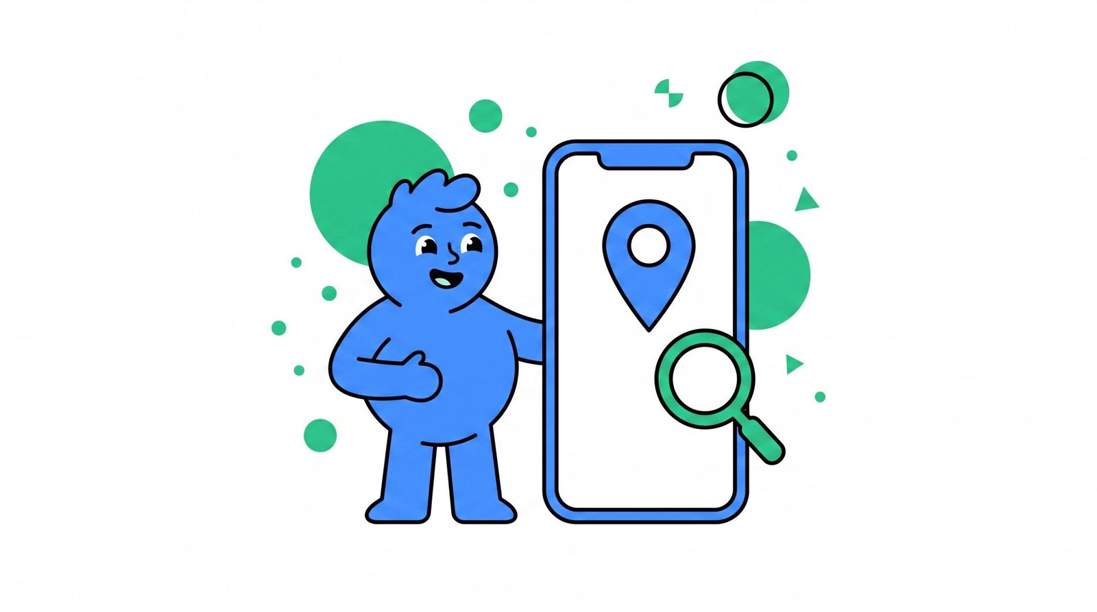 Ilustração de negócio local buscando visibilidade no Google