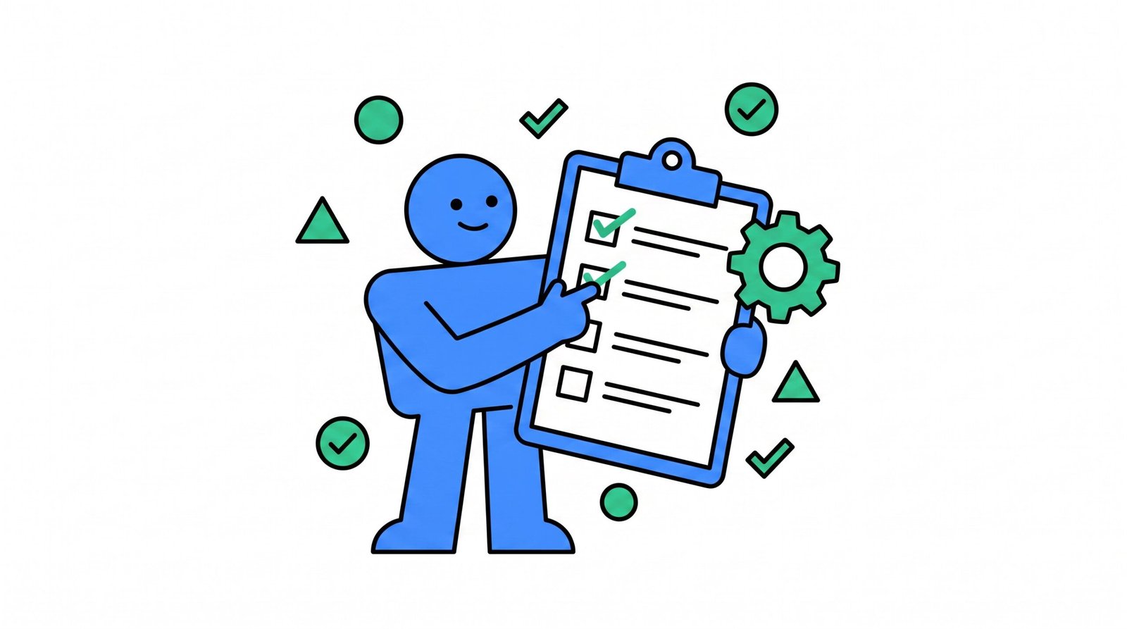 Ilustração de checklist antes de implementar IA